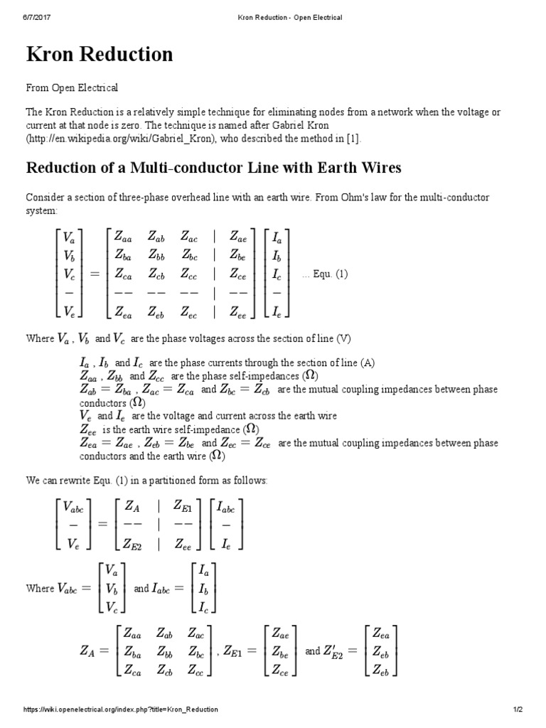 Kron Reduction in Electrical Networks | PDF | Electricity ...