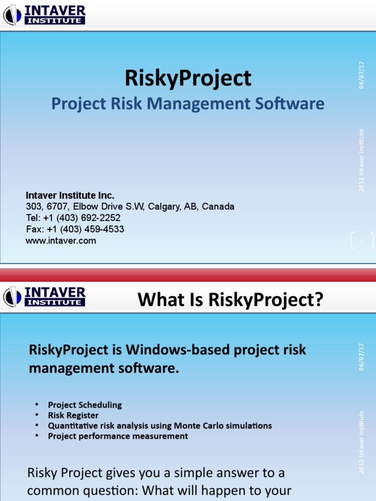 RiskyProject: Project Risk Management Software | PDF | Production And ...