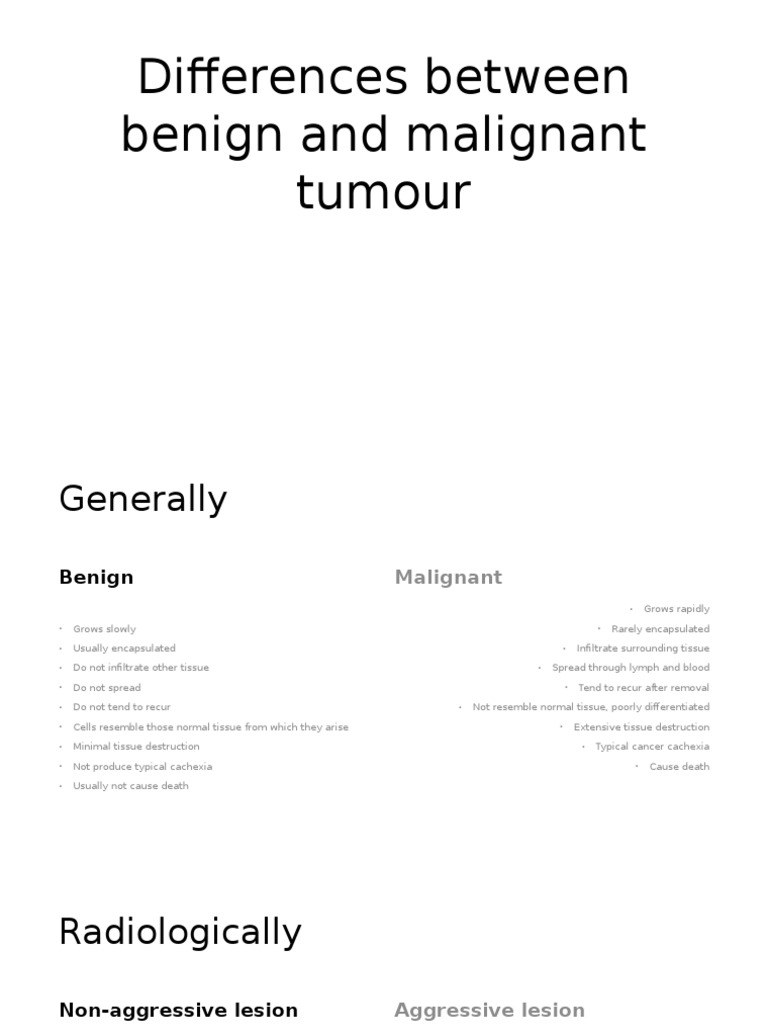 Benign vs Malignant Tumors Explained | PDF | Benign Tumor | Biopsy