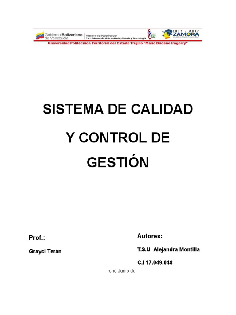 Sistema de Calidad y Control de Gestión | PDF | Gestión de la calidad ...