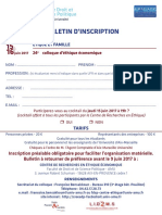 Le bulletin d'inscription pour le colloque