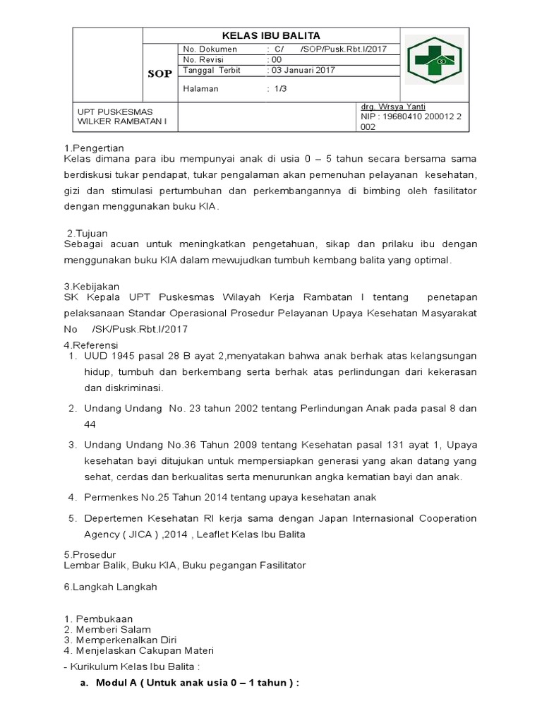 Sop Kelas Ibu Balita 2