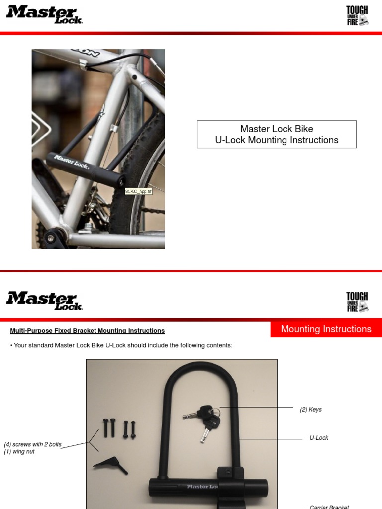 Master Lock Bike ULock Mounting Instructions PDF Nut (Hardware