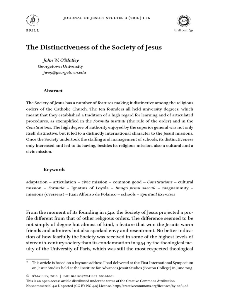 The Distinctiveness of The Society of Jesus1 | PDF | Society Of Jesus ...