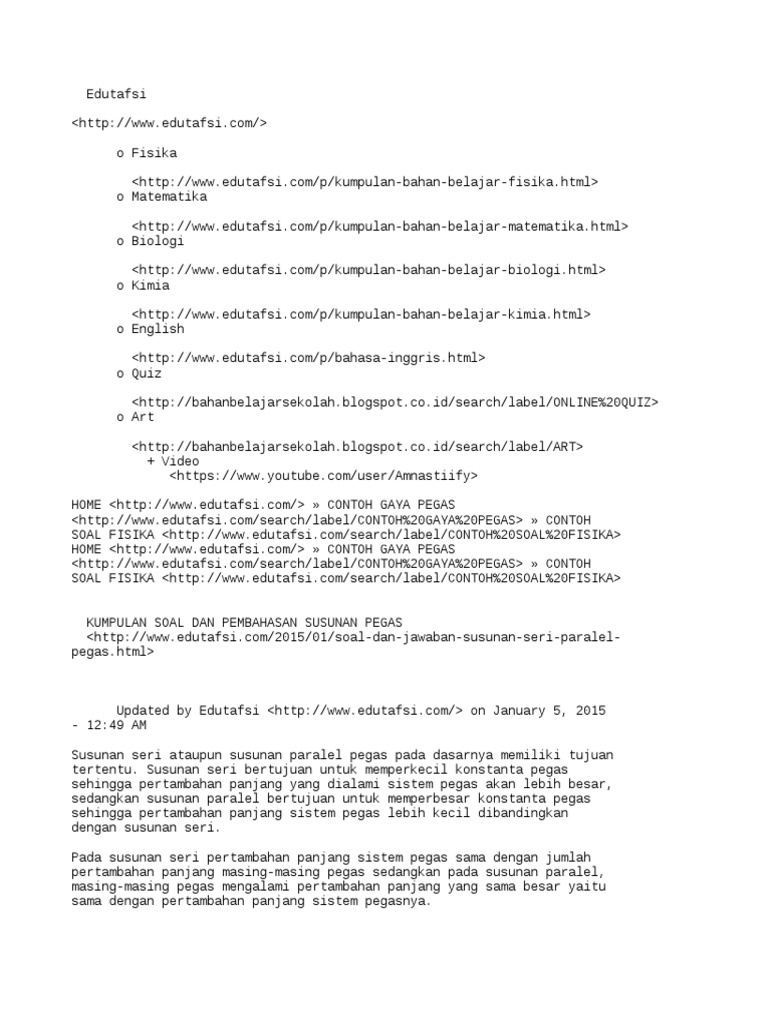 Kumpulan Soal Dan Pembahasan Susunan Pegas