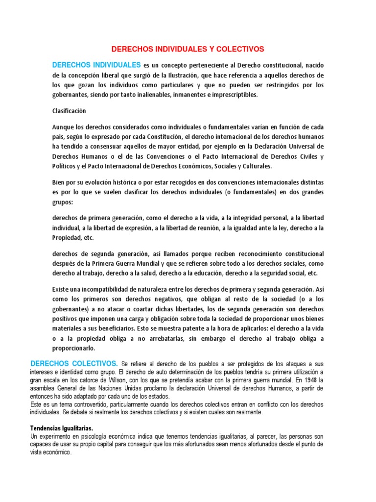 Derechos Individuales y Colectivos | PDF | Derechos individuales y ...
