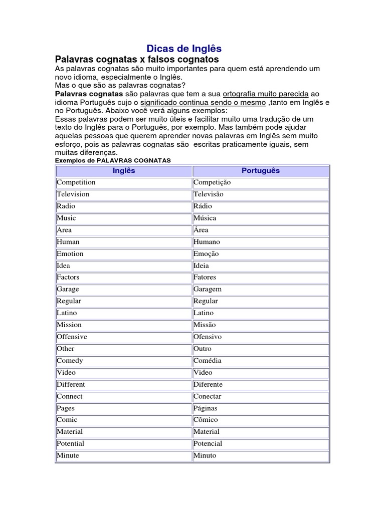 Tecla SAP - Página 281 de 464 - Dicas de inglês, falsos cognatos, gírias,  expressões, erros comuns etc.
