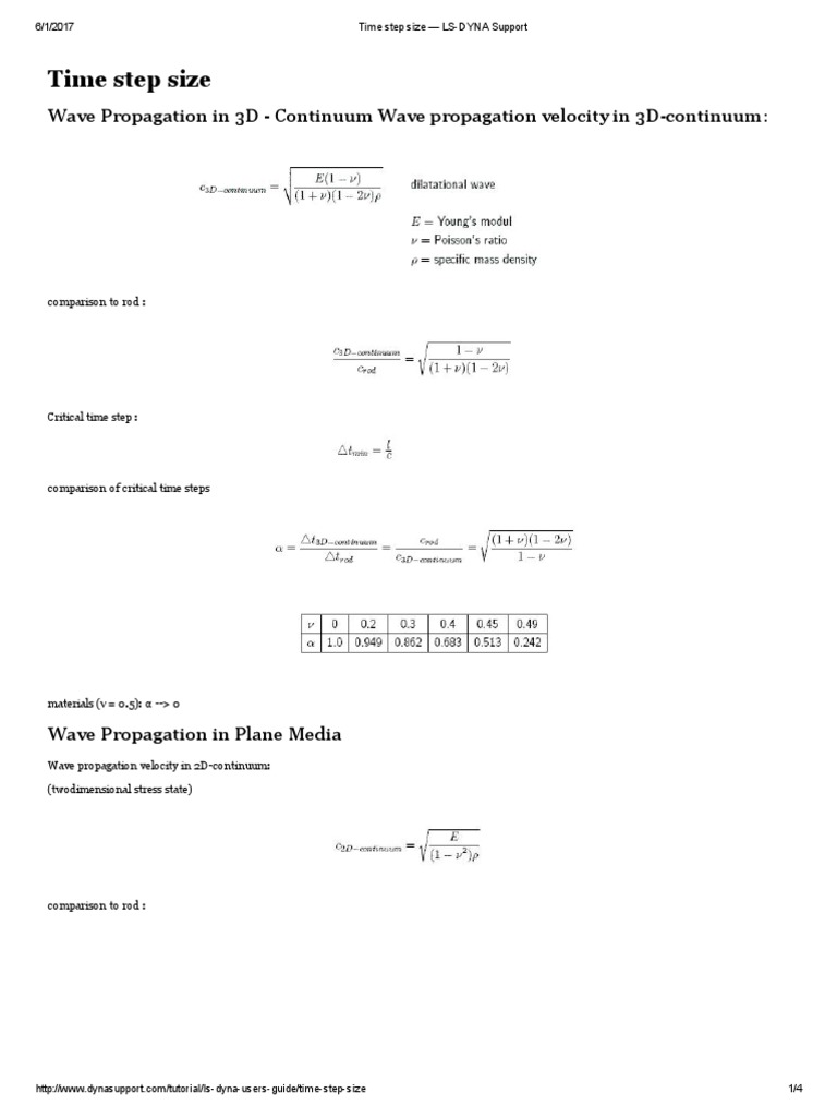 Time Step Size - LS-DYNA Support PDF | PDF | Waves | Beam (Structure)