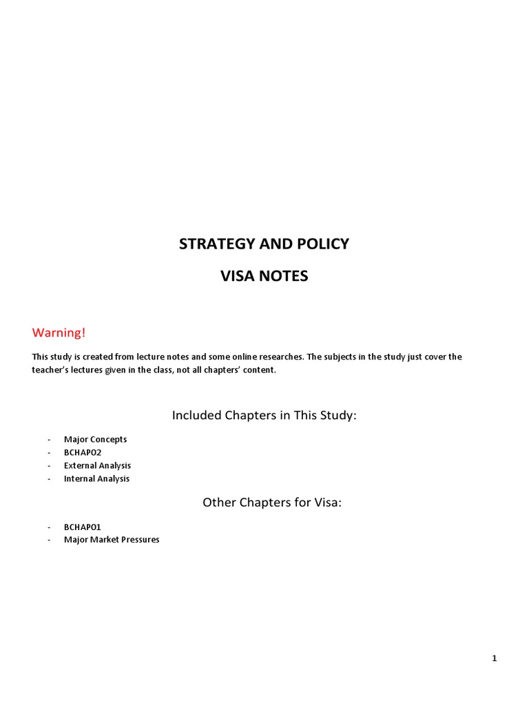 Visa 2023 Strategy and Policy Notes | PDF | Competition | Strategic ...