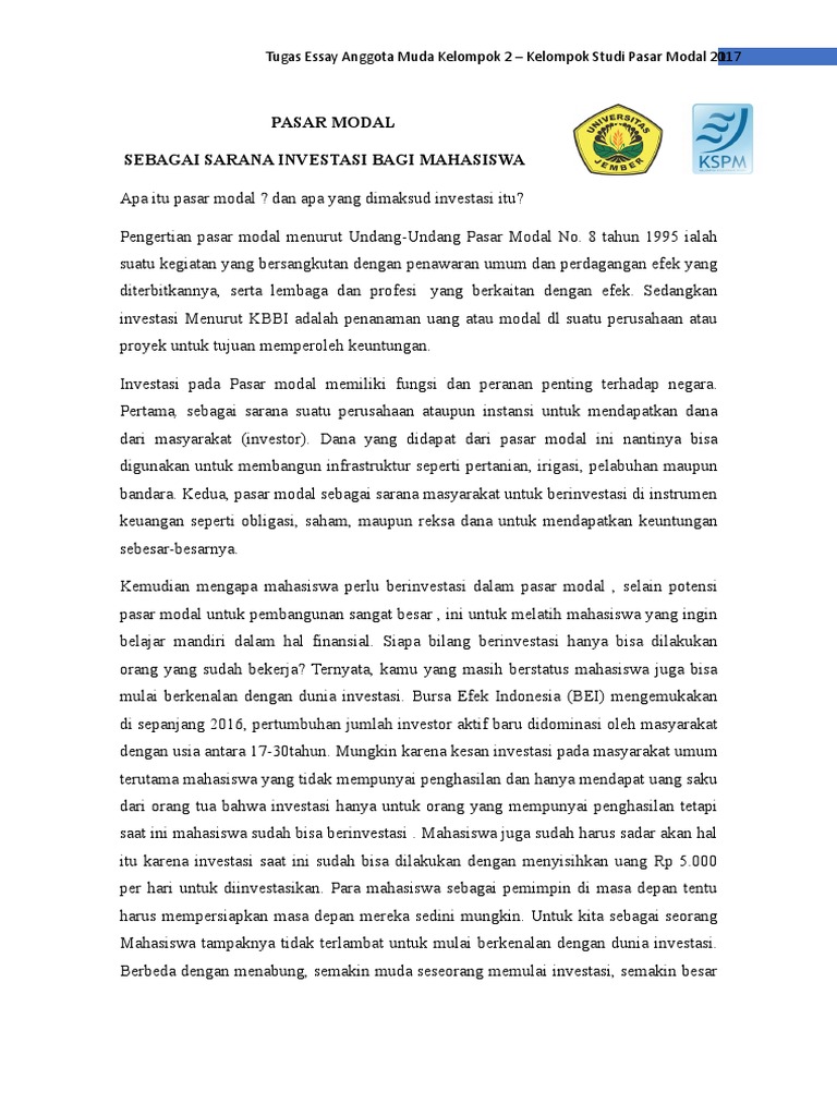 Essay Pasar Modal