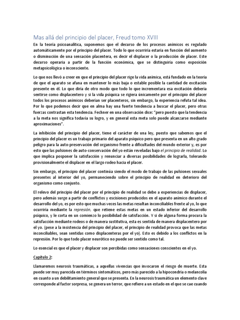 Resumen Mas Allá Del Principio Del Placer Trauma
