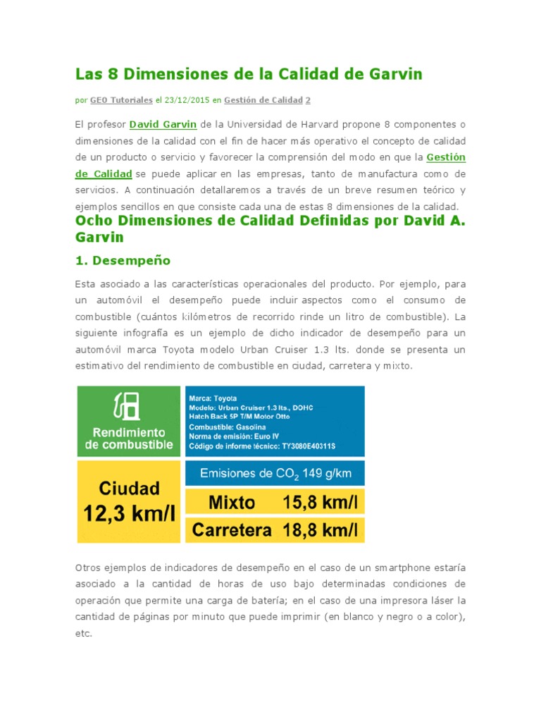 8 Dimensiones de Calidad de Garvin | PDF | Ingeniería de confiabilidad ...