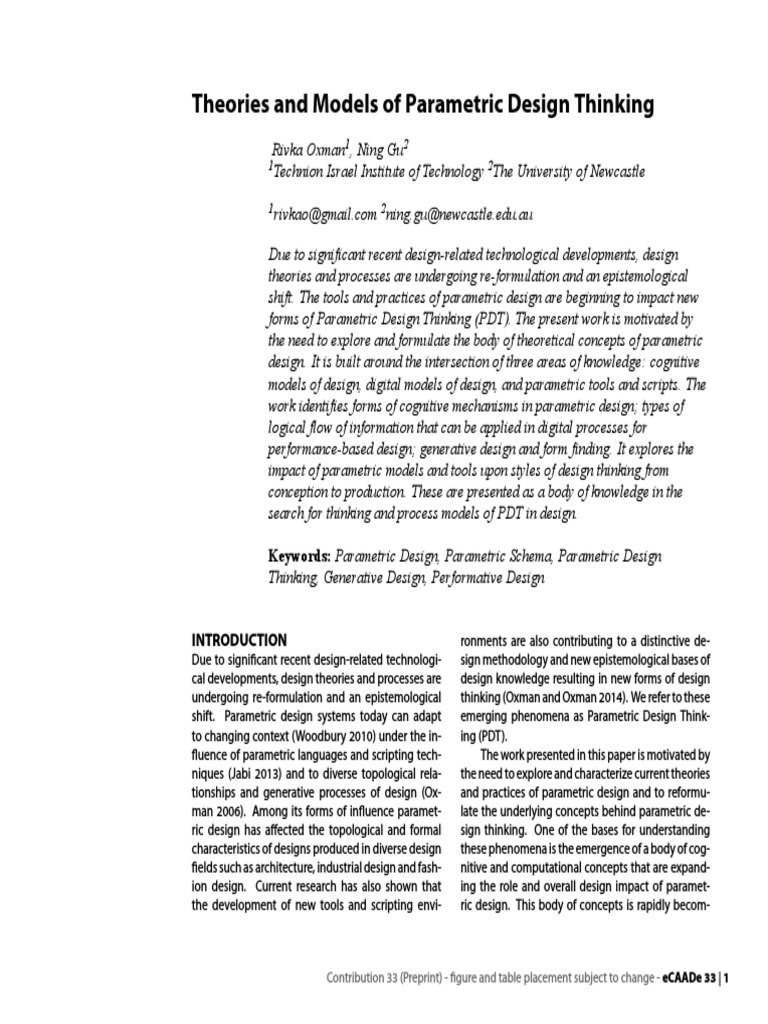 Theories and Models of Parametric Design Thinking | PDF | Conceptual ...