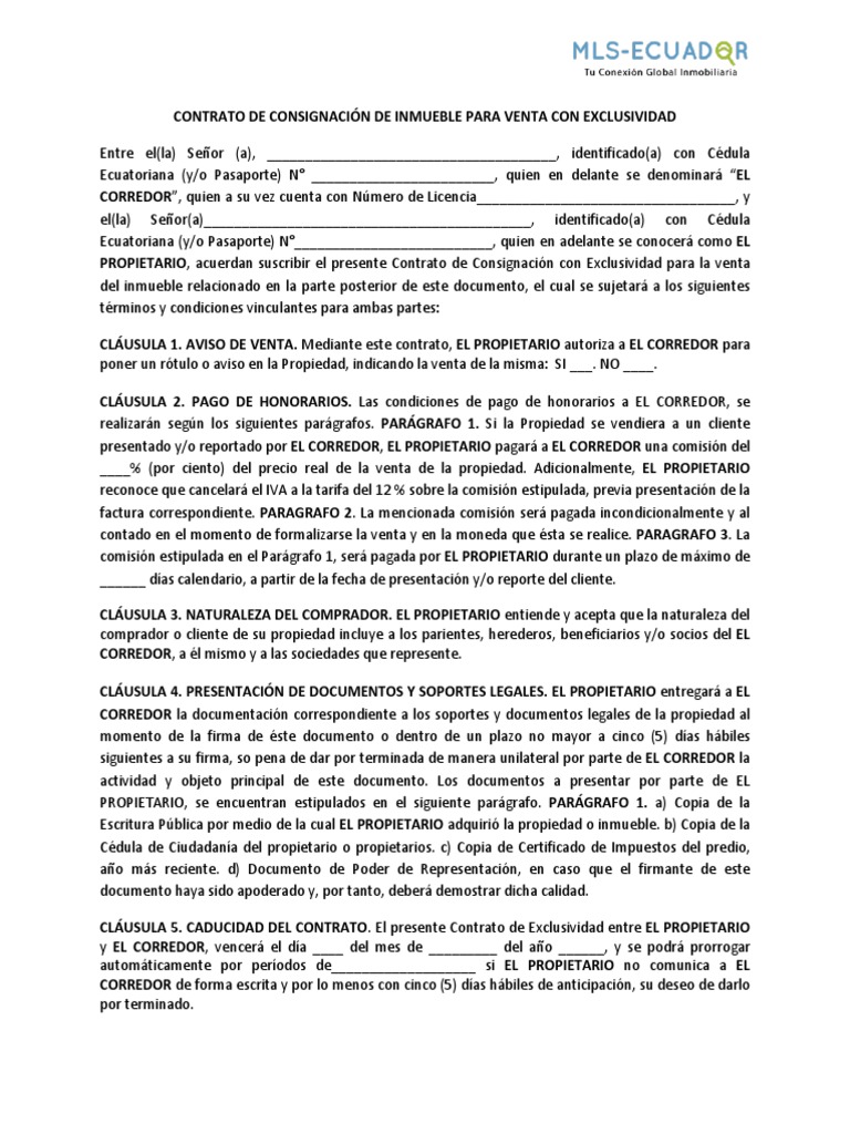 Contrato de Exclusividad ES | PDF | Propiedad | Gobierno