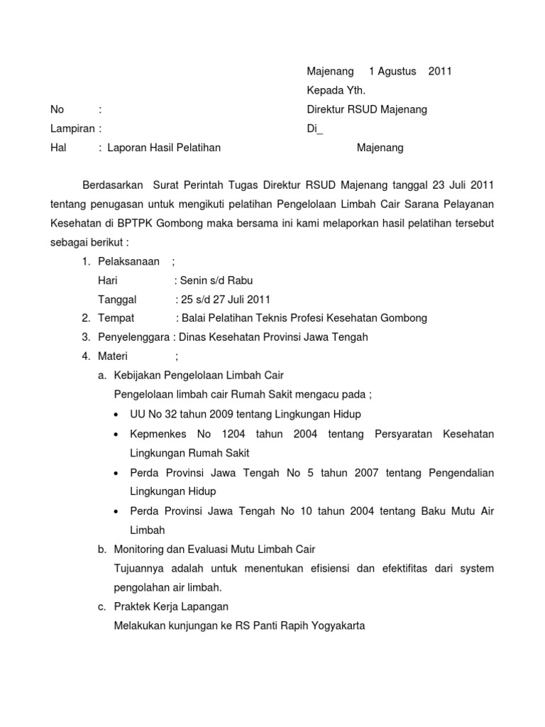 Laporan Hasil Pelatihan