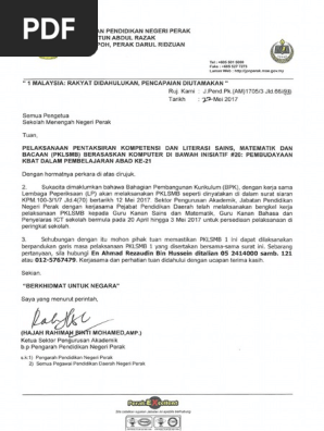 Pelaksanaan Pentaksiran Kompetensi Dan Literasi Sains Matematik Dan Bacaan Pklsmb