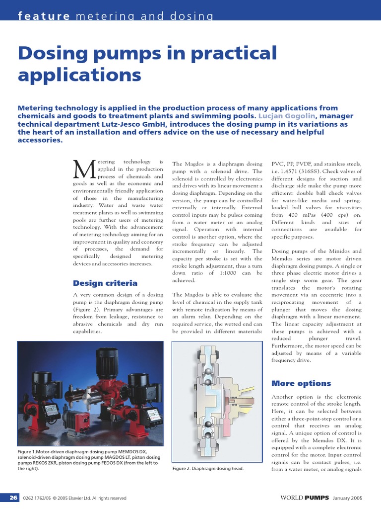 Dosing Pumps in Practical Applications | Download Free PDF | Pump | Valve