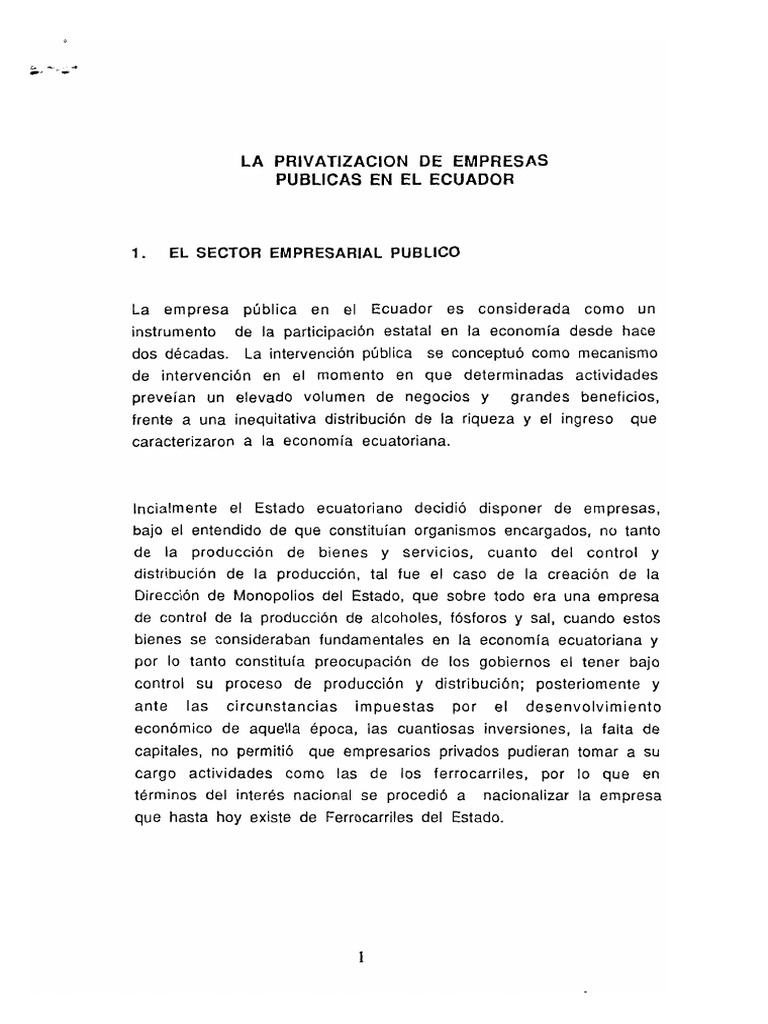 La Privatizacion de Empresas Publicas en El Ecuador PDF | PDF
