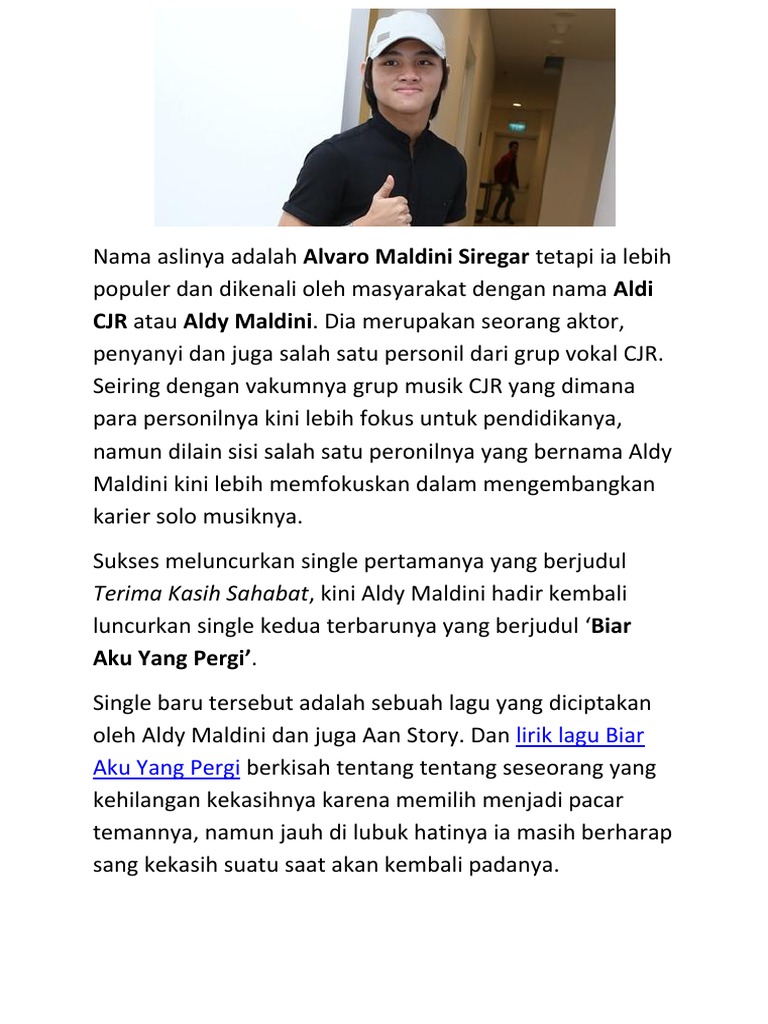 Single Kedua Aldy Maldini Biar Aku Yang Pergi Pdf