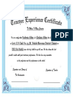Teacher Experience Certificate