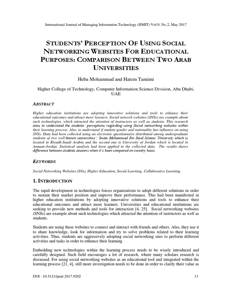 Students' Perception of Using Social Networking Websites For ...