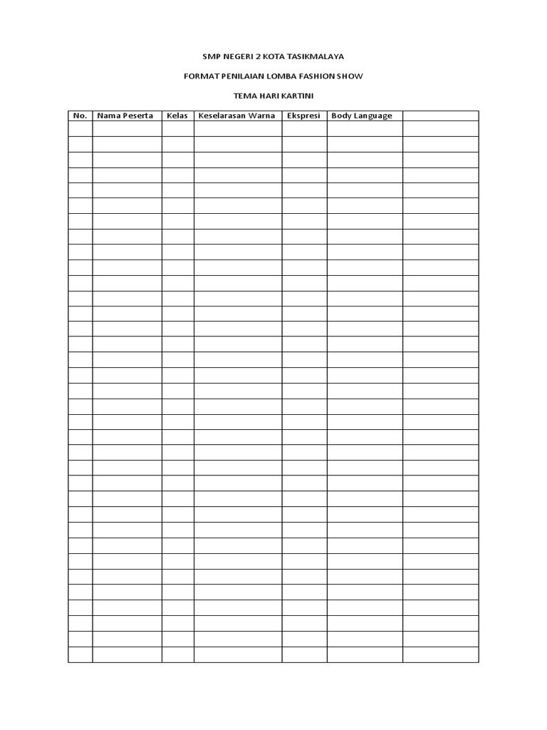 Aspek Penilaian Lomba Fashion Show