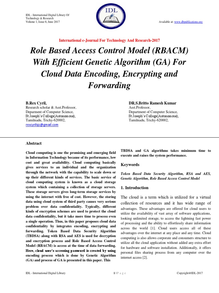 Role Based Access Control Model (RBACM) With Efficient Genetic ...