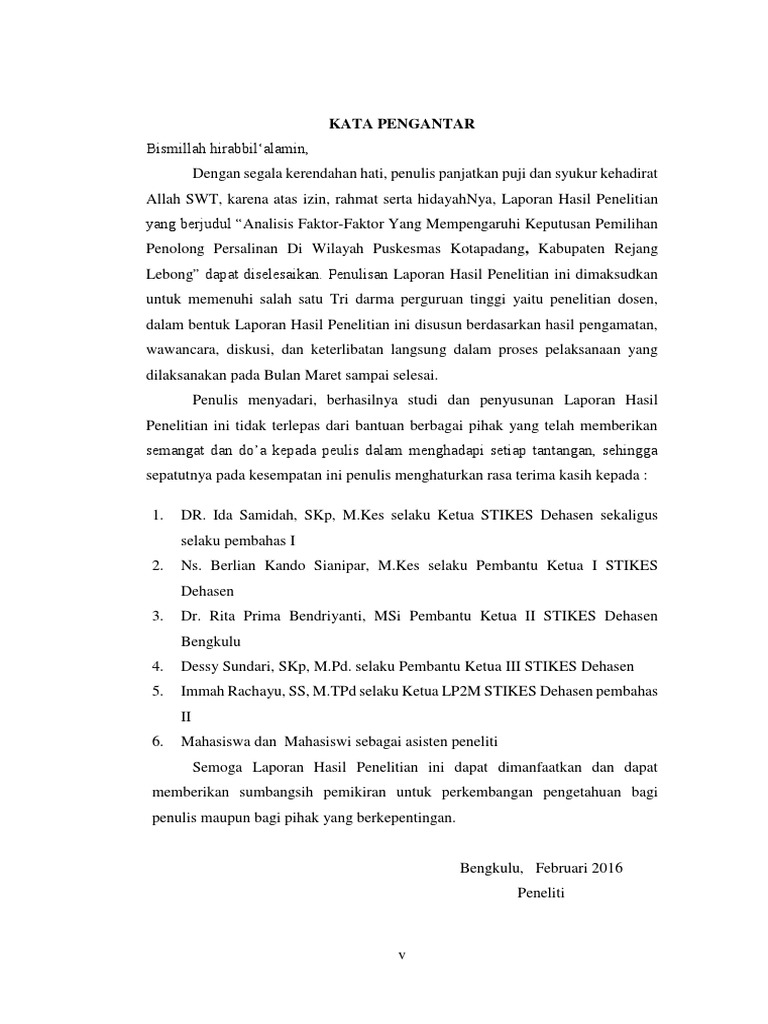 KATA PENGANTAR Laporan Hasil Penelitian  PDF