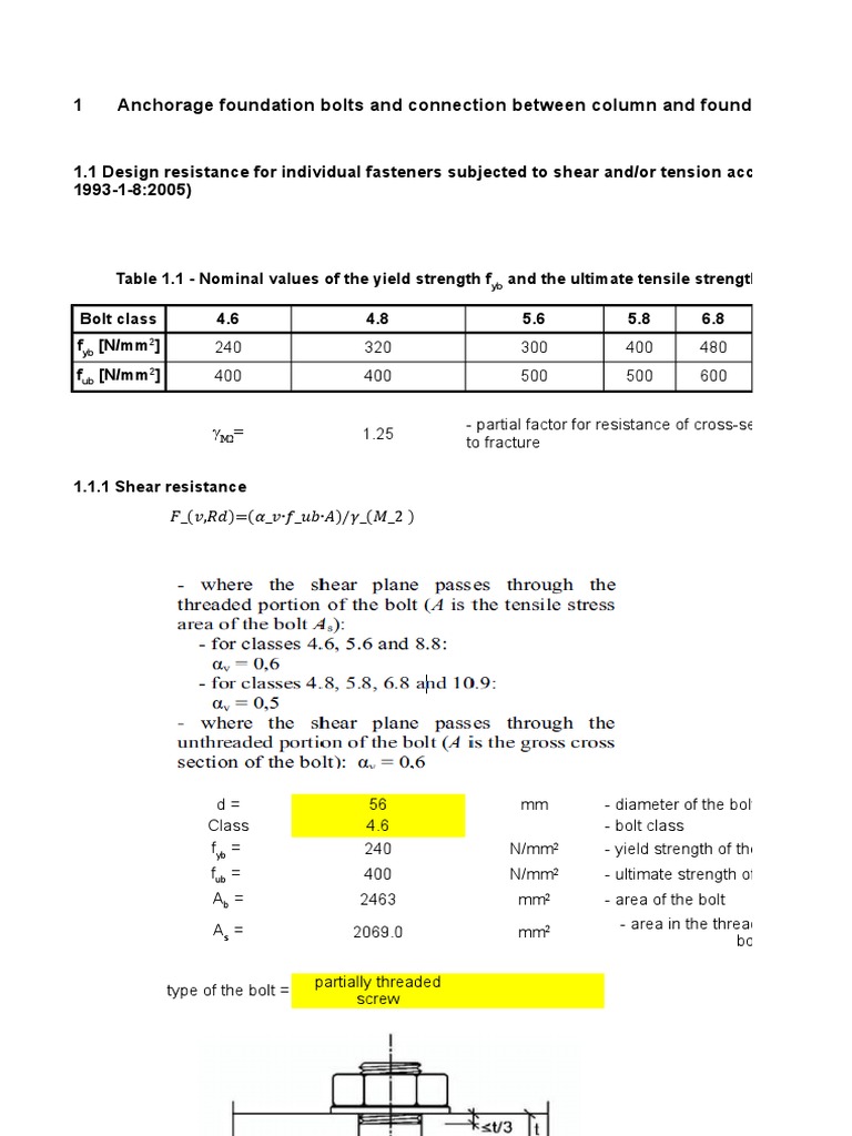 Typical Anchor Bolts | PDF | Screw | Strength Of Materials