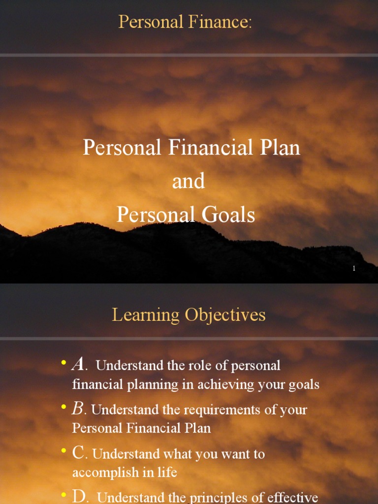 Personal Finance:: Personal Financial Plan and Personal Goals | PDF ...
