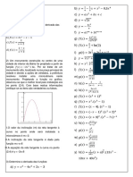 Lista Questões Derivadas - Cálculo 1