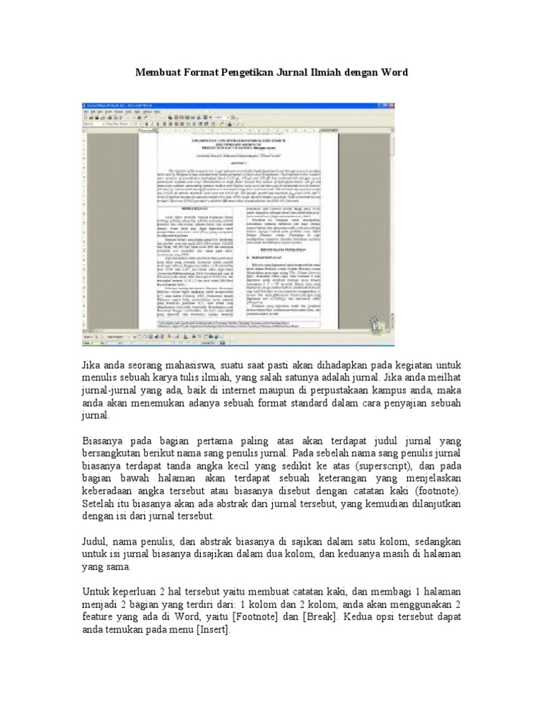 Membuat Format Pengetikan Jurnal Ilmiah Dengan Word Pdf
