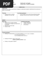 Reading Comprehension Lesson Plan | PDF | Reading Comprehension ...