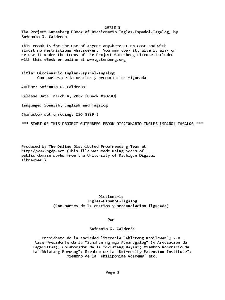 Ingles Espanol Tagalog