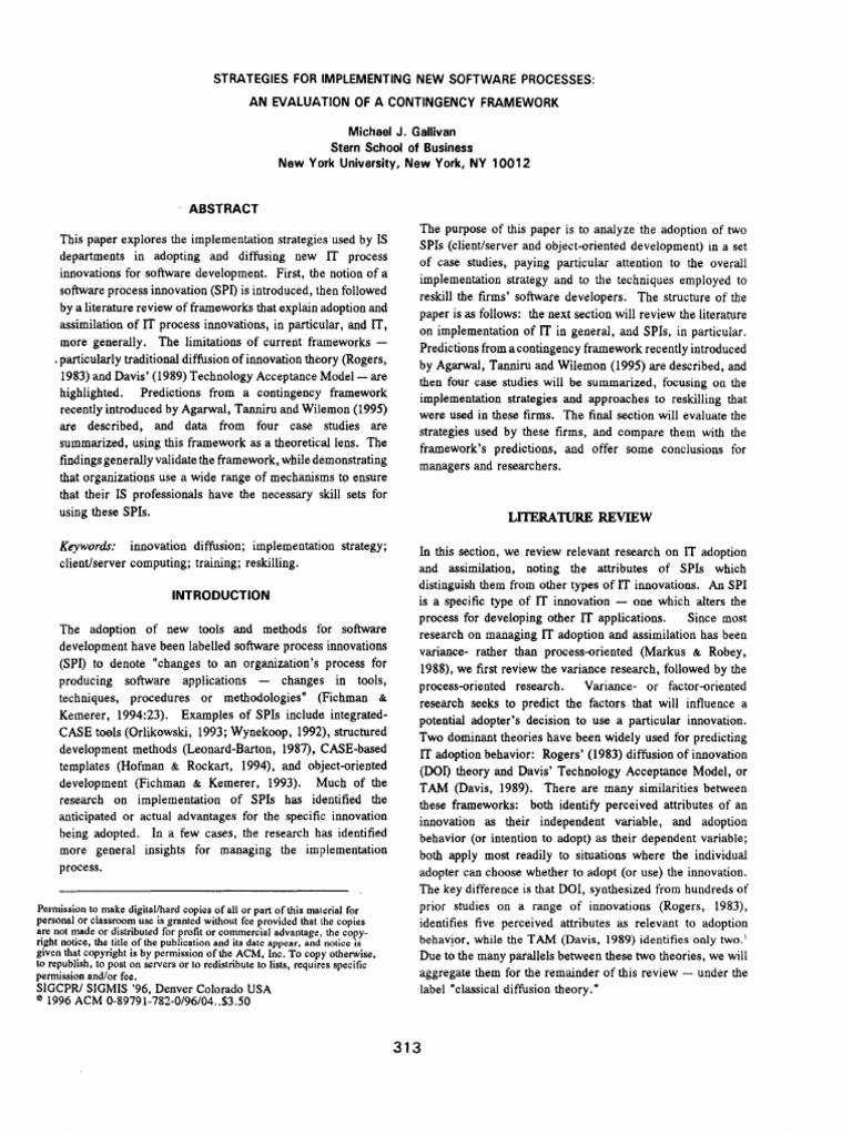 p313 Gallivan PDF Strategic Management Innovation