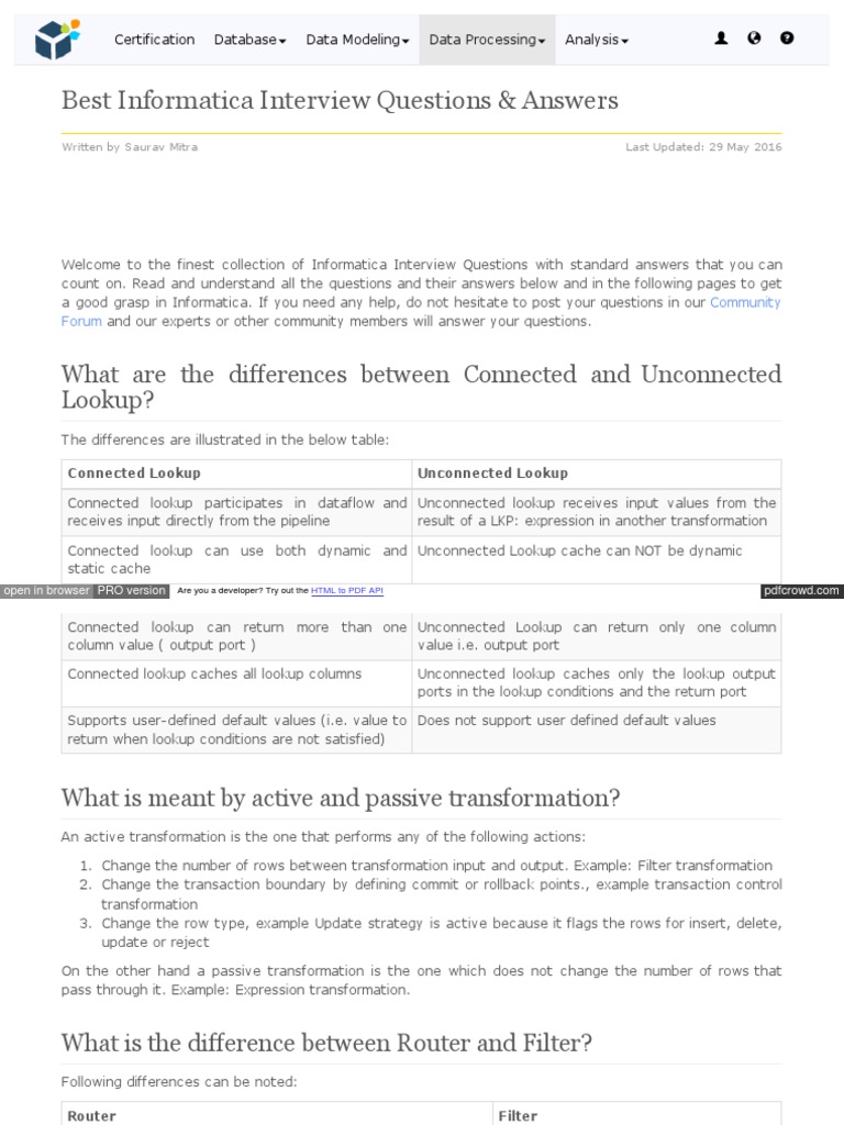 Dwbi Org Etl Informatica 131 Important Practical Interview Q | PDF ...