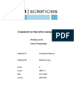 Assignment On Operation Management: Problem Set 02 Linear Programing