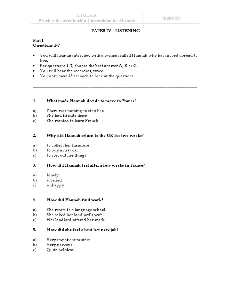 Example Listening Task 1 PDF | PDF