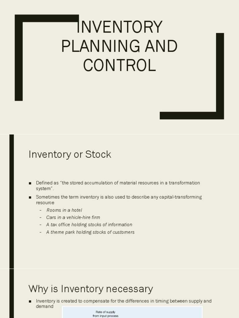Inventory Planning and Control | PDF | Inventory | Production And ...