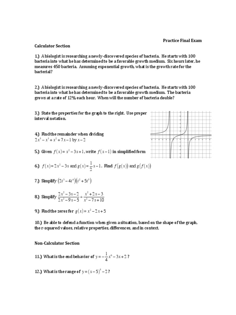 Math Final Questions | PDF | Asymptote | Function (Mathematics)