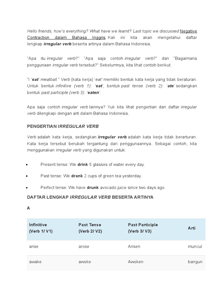 Reguler Verb Ileguler Verb