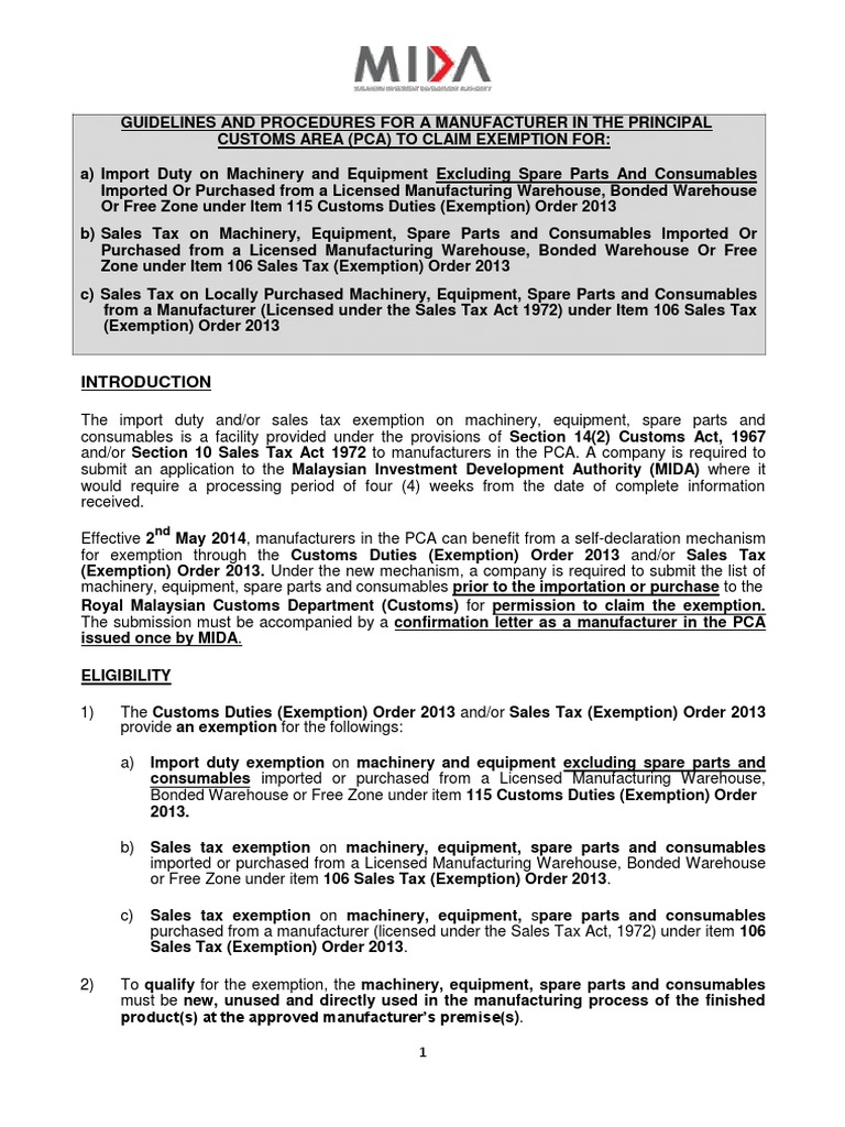 Guidelines Manufacturer Pdf Customs Warehouse