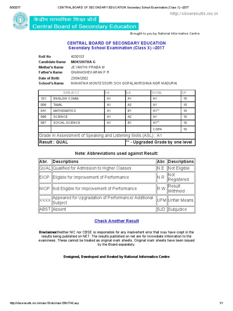 Central Board of Secondary Education Secondary School Examination ...