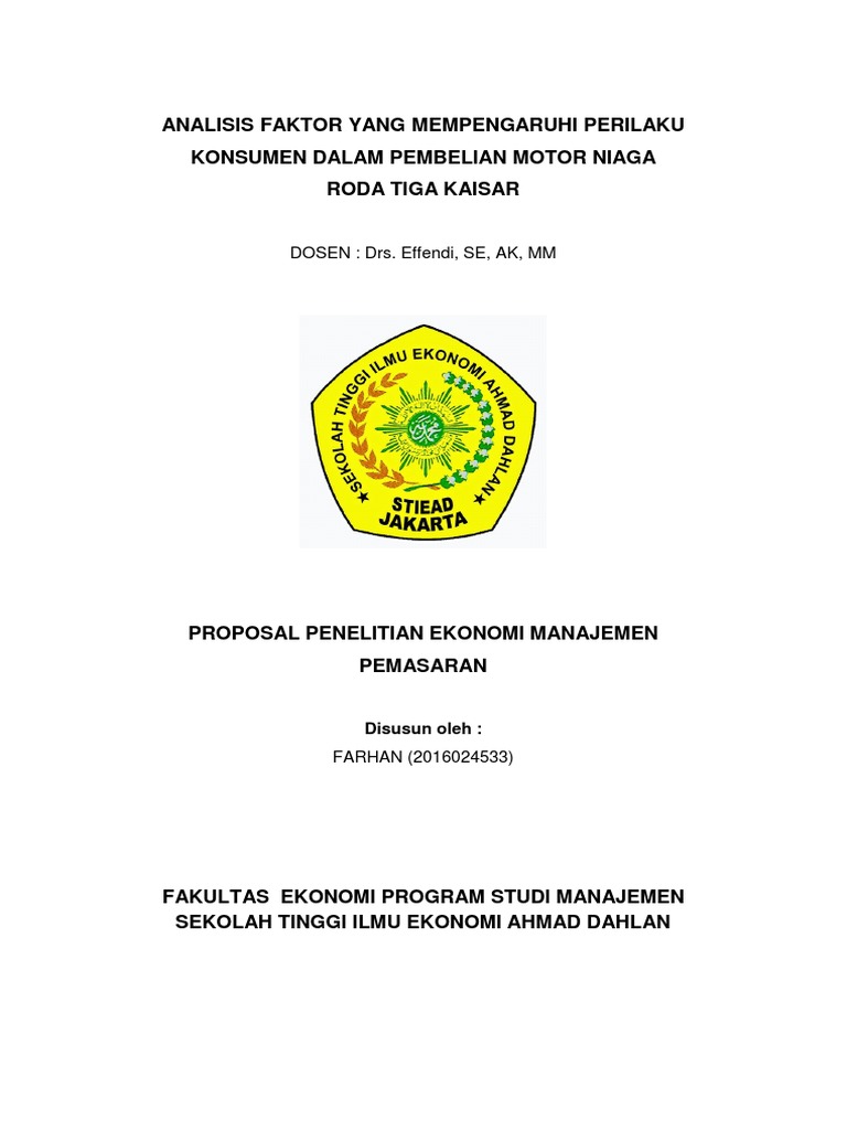 Proposal Skripsi Manajemen Pemasaran
