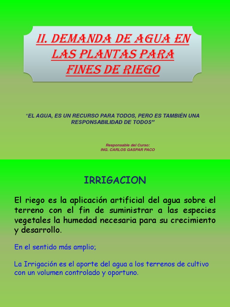 Demanda de Agua Riego | PDF | Evapotranspiración | Humedad