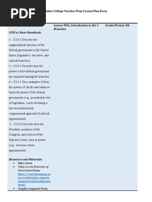 introduction to the 3 branches lesson plan
