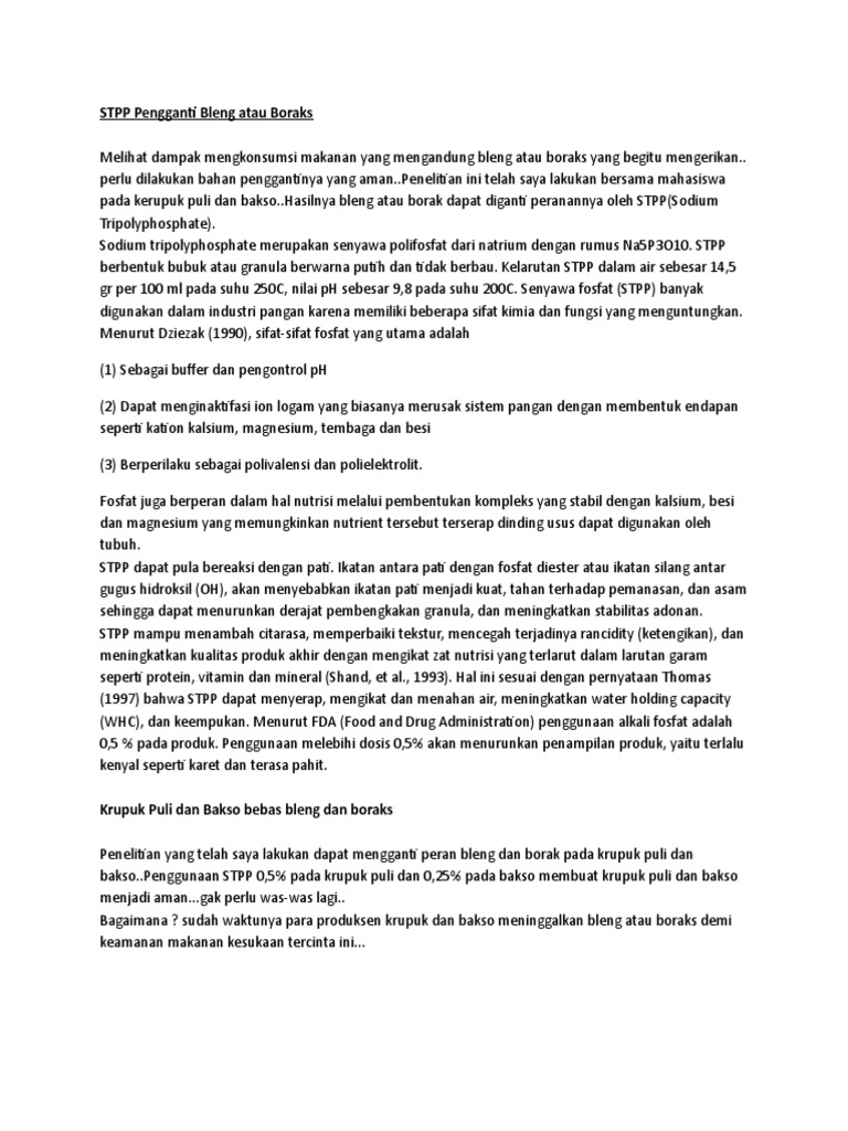 Stpp Pengganti Bleng Atau Boraks Pdf