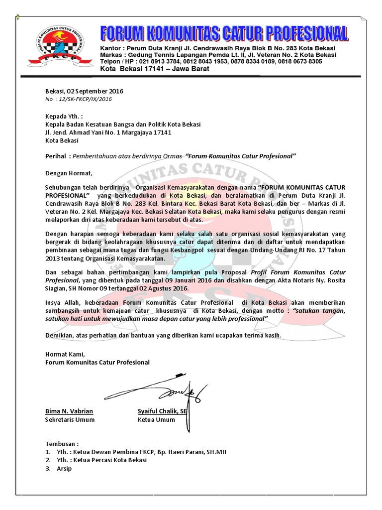 Surat Ke Kesbangpol