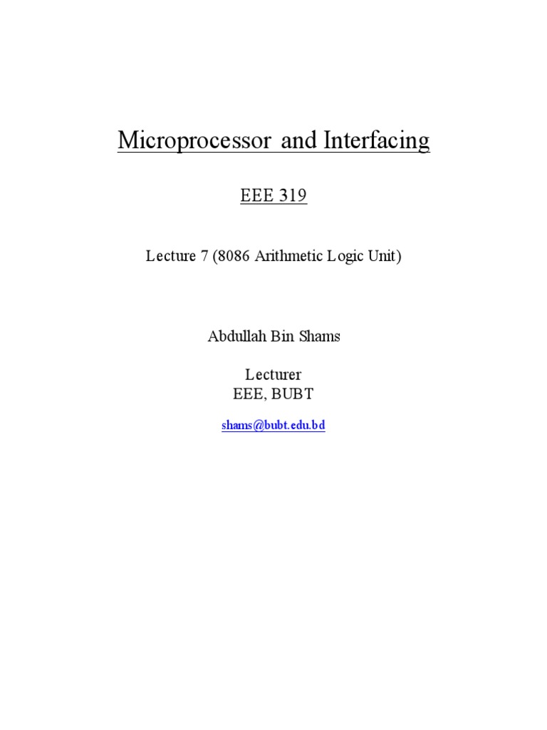 8086 - Arithmetic Logic Unit | PDF | Computer Engineering | Computer ...