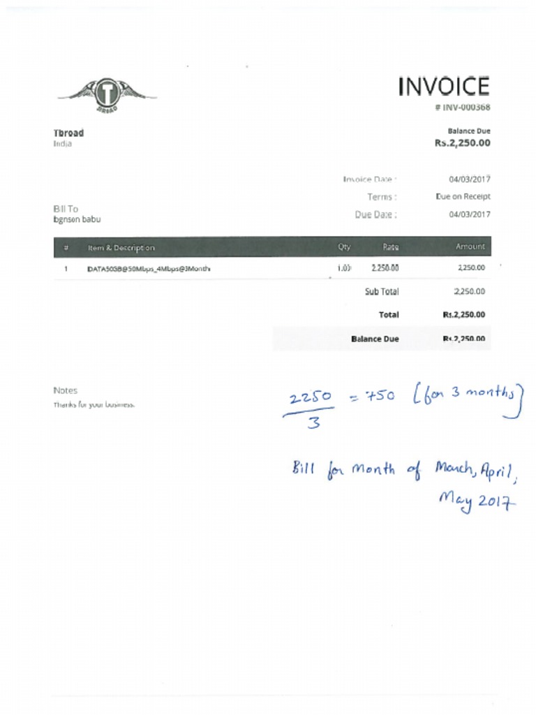 Internet Bill | PDF